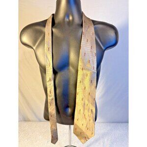 Vintage NEO Bill Blass Silk Mens Neck Tie Gold Abstract Pattern